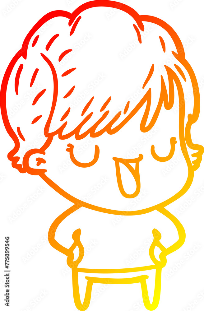 warm gradient line drawing of a cartoon woman talking