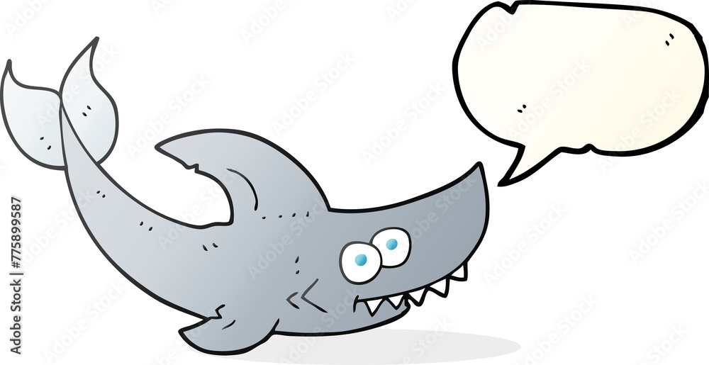 Fototapeta premium freehand drawn speech bubble cartoon shark