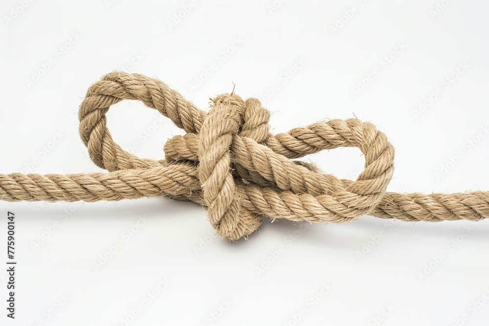Rope tied on a white background. generative ai Rope tied on a white background. generative ai