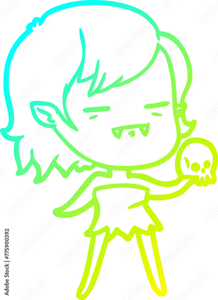 cold gradient line drawing of a cartoon undead vampire girl cold gradient line drawing of a cartoon undead vampire girl