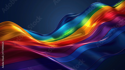 Vibrant Rainbow Flag Waves Gracefully Symbolizing LGBT Pride and Diversity photo