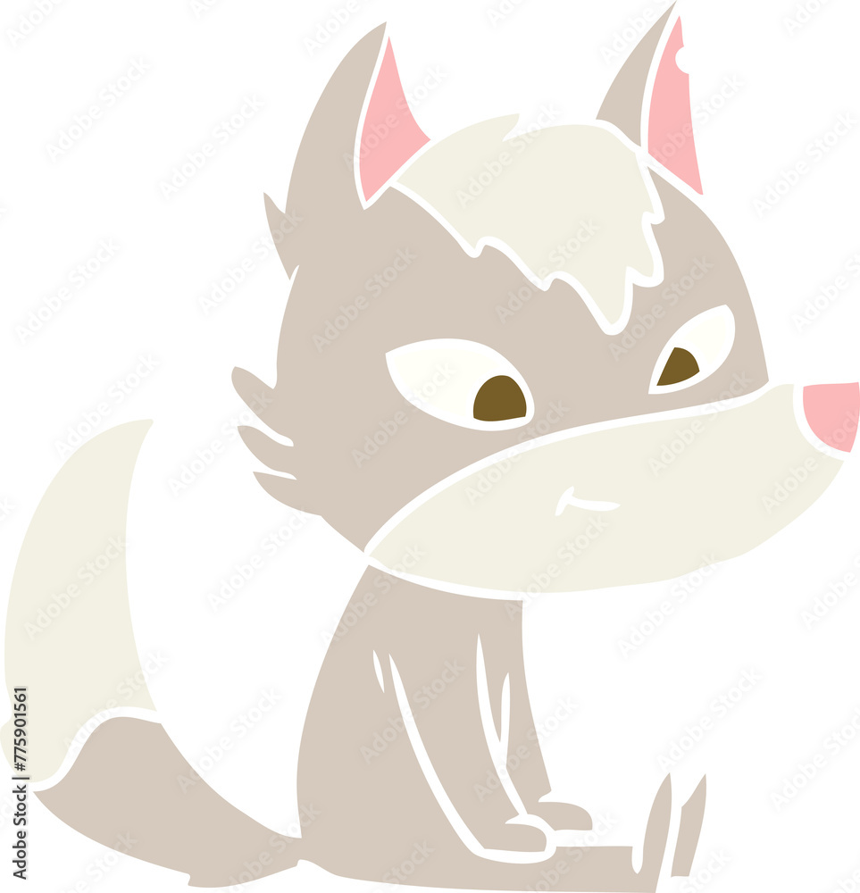 Fototapeta premium friendly flat color style cartoon wolf