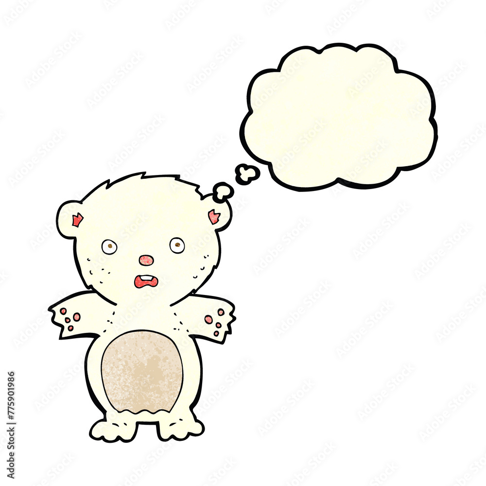 frightened polar bear cartoon with thought bubble frightened polar bear cartoon with thought bubble
