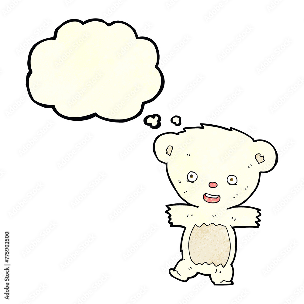 cartoon teddy polar bear cub with thought bubble cartoon teddy polar bear cub with thought bubble