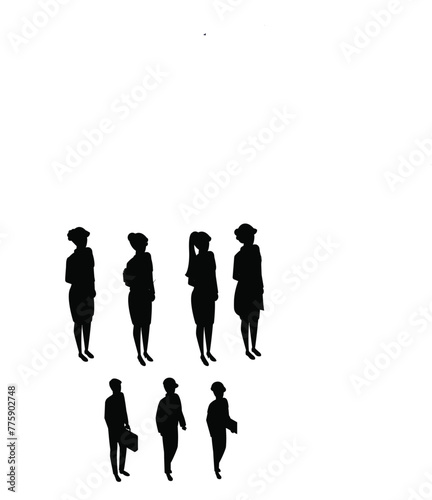 Different professionals standing together people silhouette