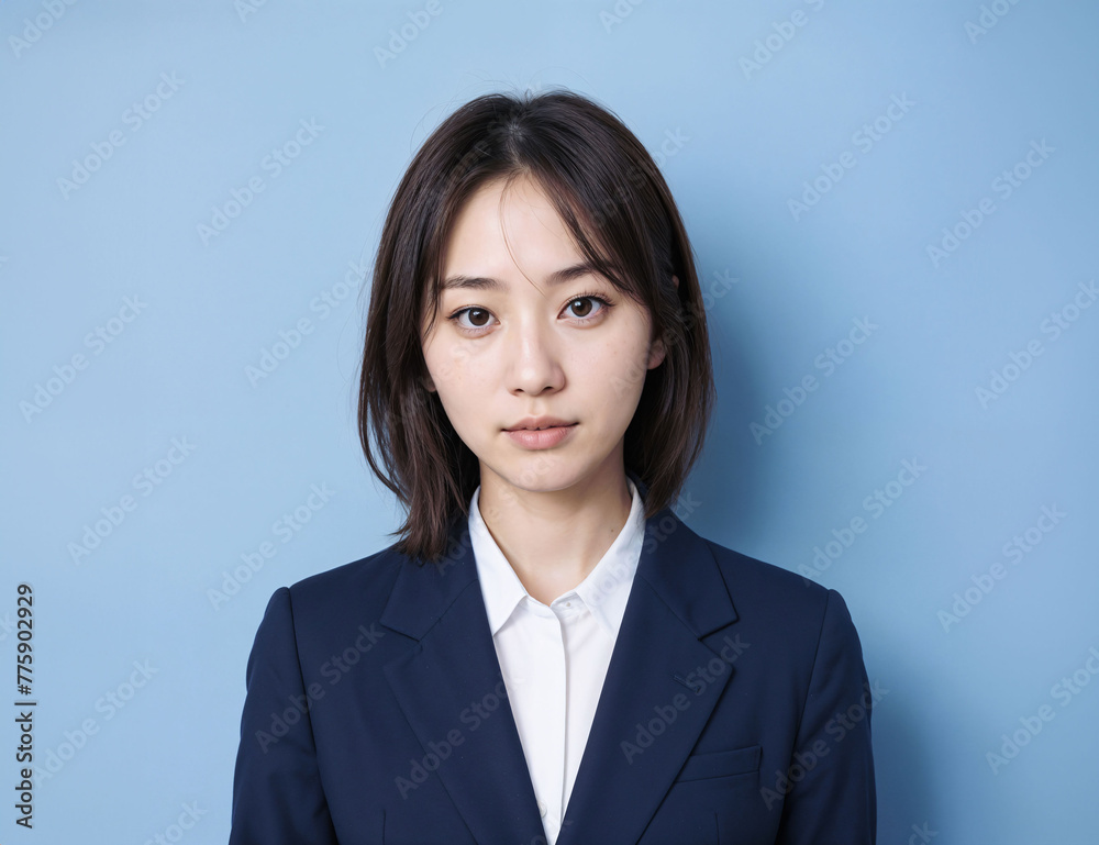 紺のスーツ姿の女性_20代_001 紺のスーツ姿の女性_20代_001