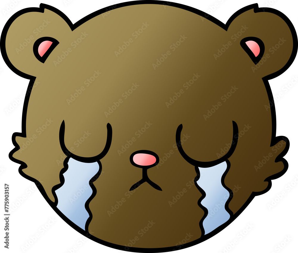 Fototapeta premium cute cartoon teddy bear face crying