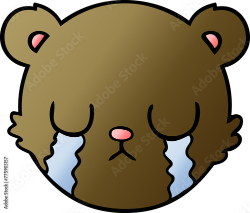 cute cartoon teddy bear face crying