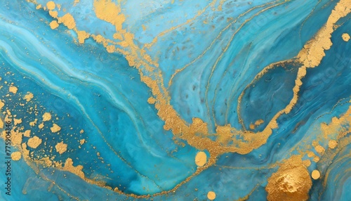 Opulent Blue and Gold Marbleized Effect