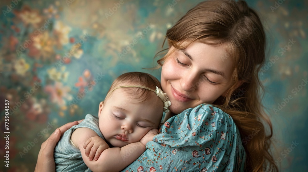 Close up portrait of happy mother and her little daughter. Happy family and motherhood concept Close up portrait of happy mother and her little daughter. Happy family and motherhood concept