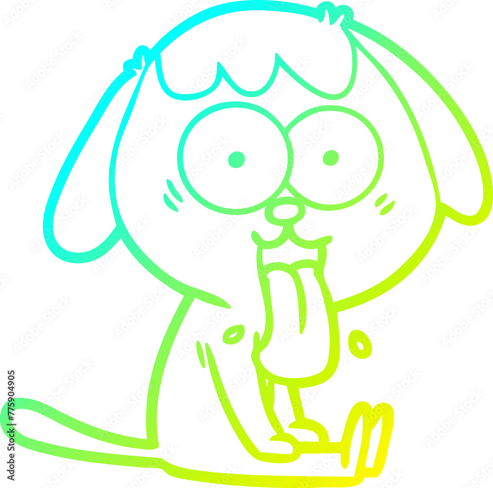 Obraz premium cold gradient line drawing of a cute cartoon dog