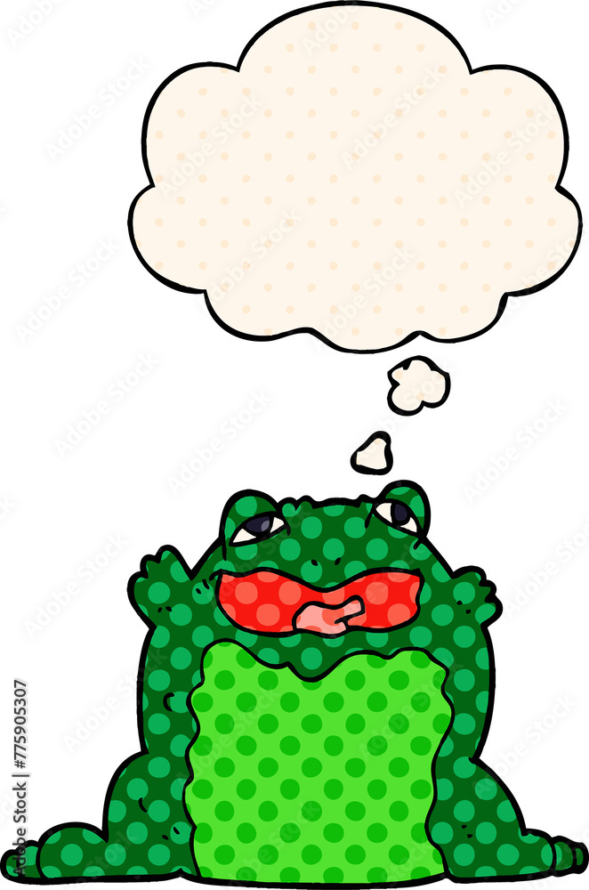 cartoon toad with thought bubble in comic book style cartoon toad with thought bubble in comic book style