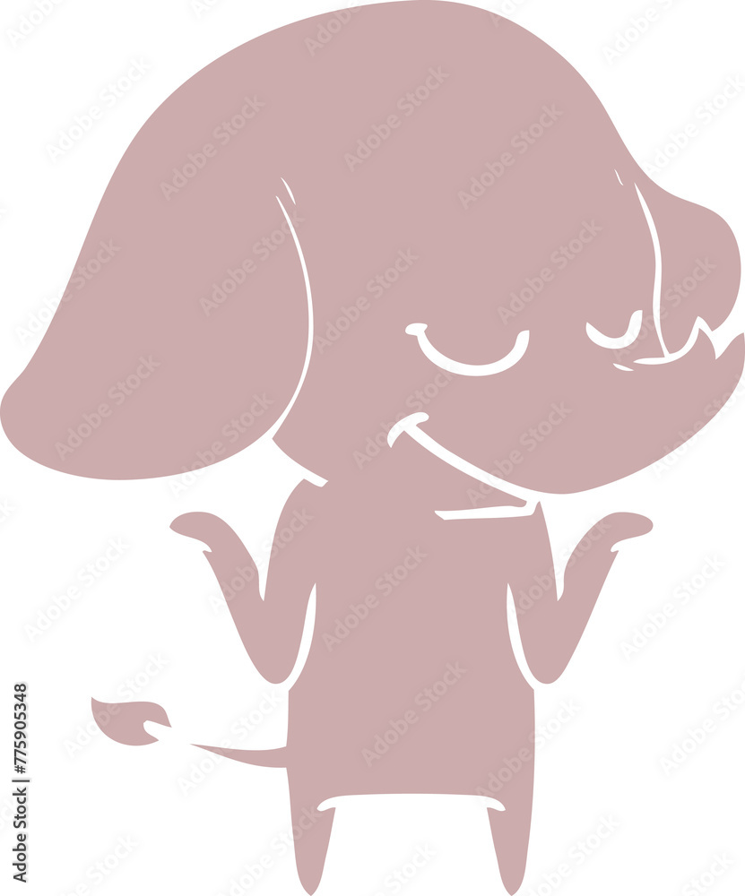Fototapeta premium flat color style cartoon smiling elephant