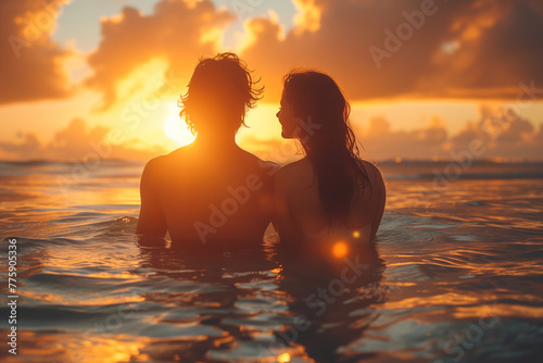 Un amour de couple au coucher du soleil
