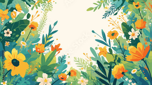 Flower and leaves background illustration papan bun