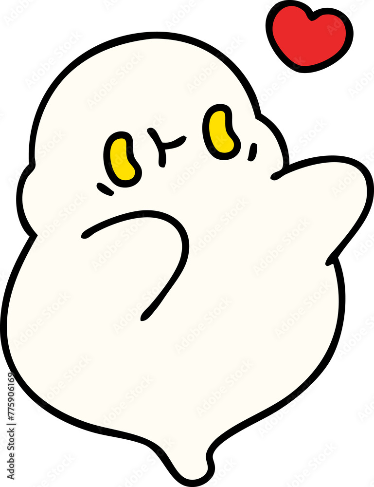 cartoon of a cute halloween ghost in love cartoon of a cute halloween ghost in love