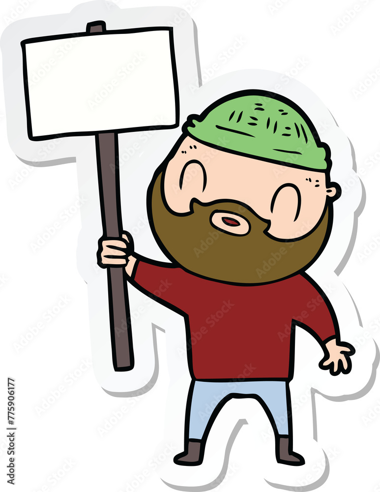 sticker of a cartoon bearded man sticker of a cartoon bearded man