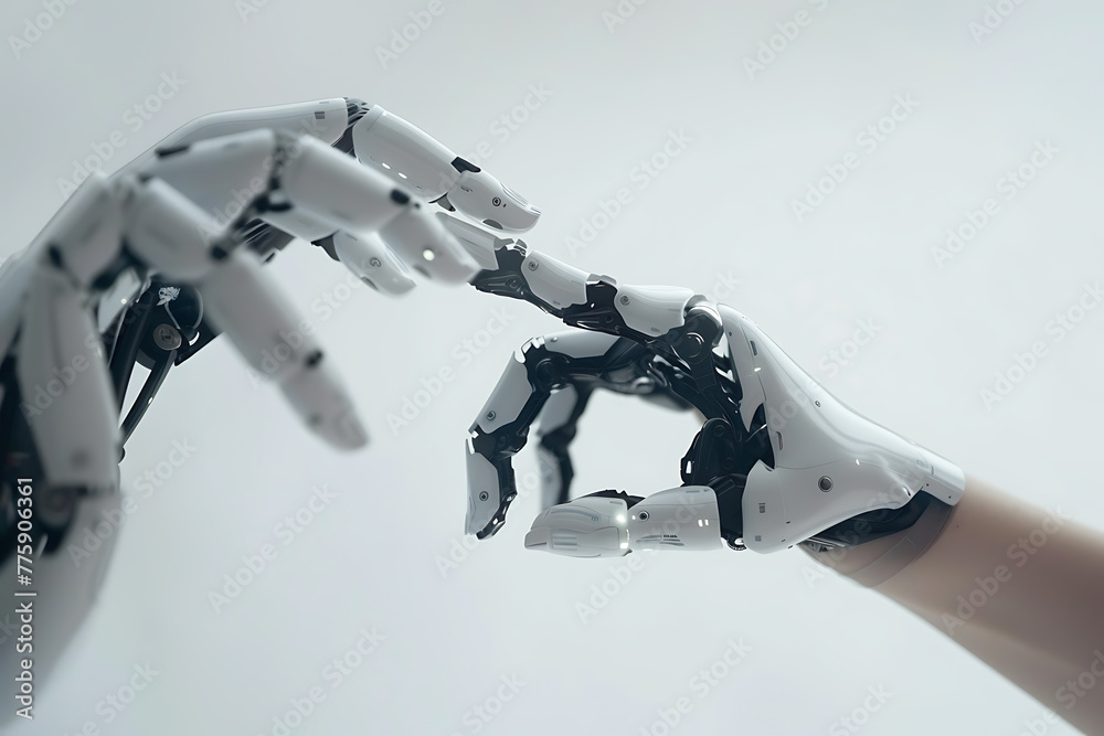 Conceptual image of robot fingers symbolizing digital transformation for the next generation technology era, ideal for innovation-themed designs and futuristic concepts Conceptual image of robot fingers symbolizing digital transformation for the next generation technology era, ideal for innovation-themed designs and futuristic concepts