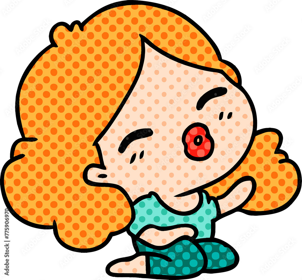 freehand drawn cartoon of cute kawaii girl freehand drawn cartoon of cute kawaii girl