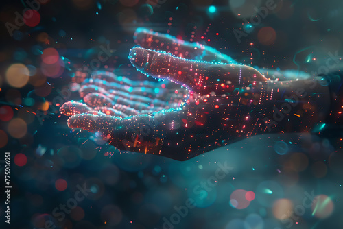 Conceptual image of human hands symbolizing digital transformation for the next generation technology era, perfect for innovation-themed designs and futuristic projects