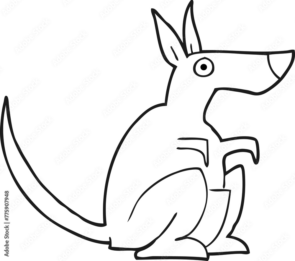freehand drawn black and white cartoon kangaroo freehand drawn black and white cartoon kangaroo