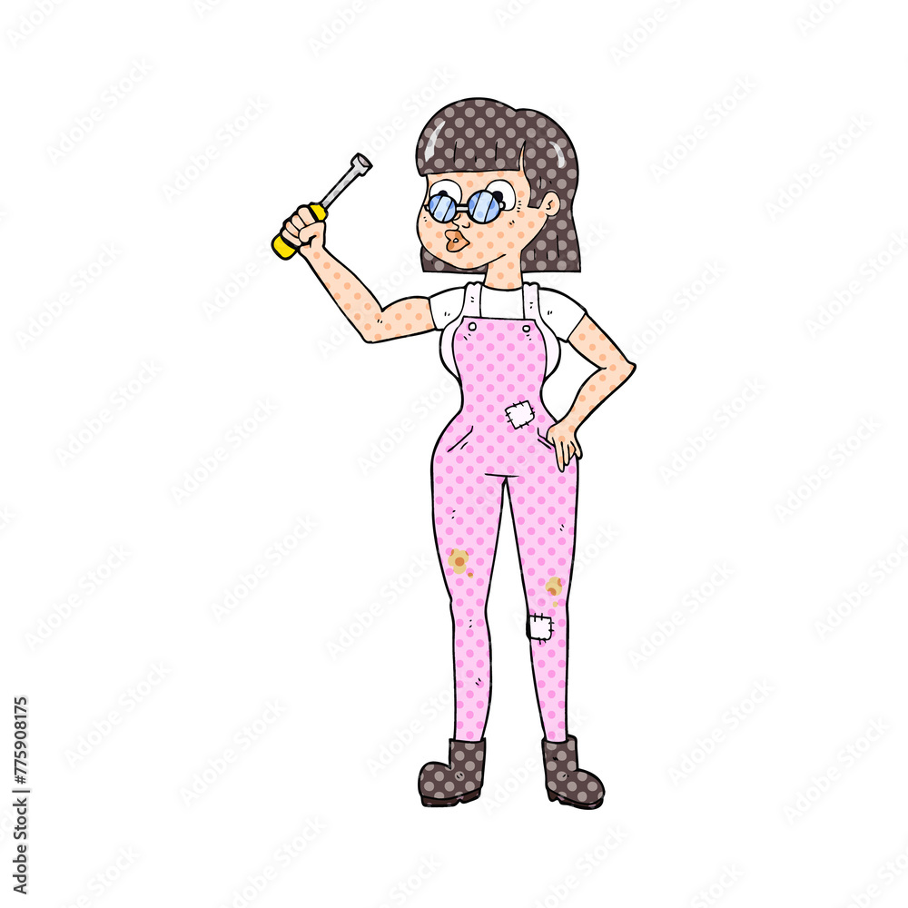 freehand drawn cartoon female mechanic freehand drawn cartoon female mechanic