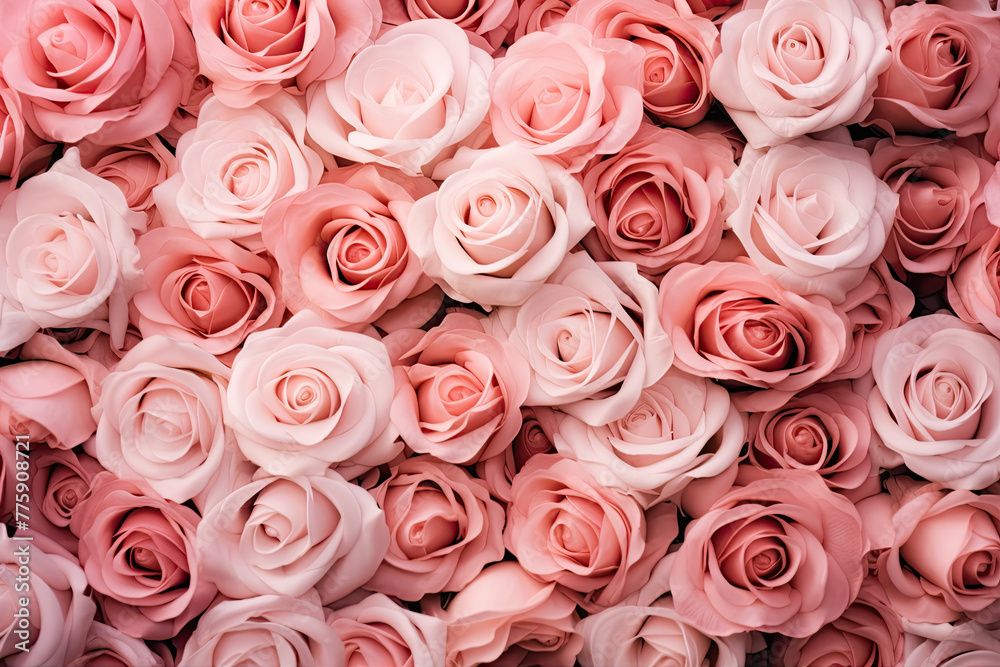 Fototapeta premium bunch of pink roses background 