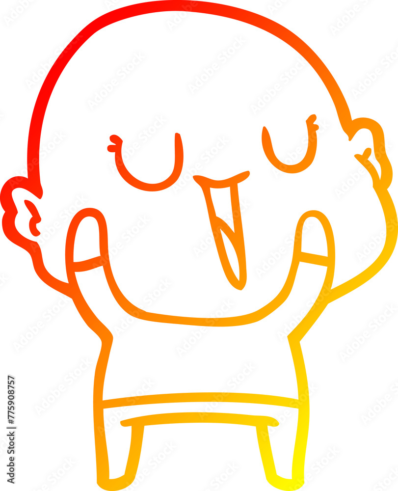 warm gradient line drawing of a happy cartoon bald man warm gradient line drawing of a happy cartoon bald man