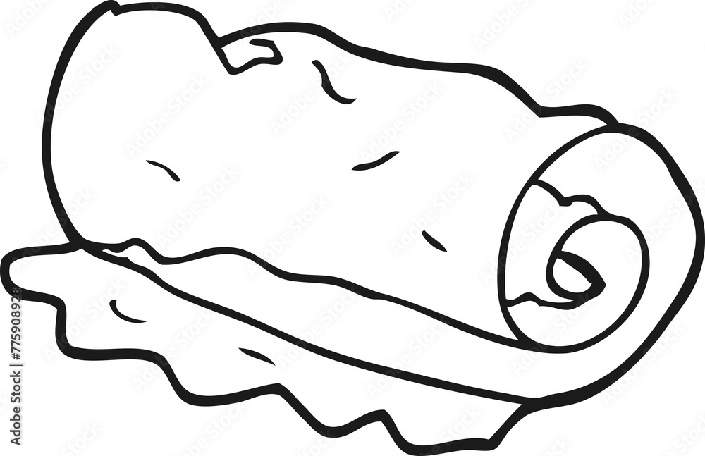freehand drawn black and white cartoon rolled towel freehand drawn black and white cartoon rolled towel