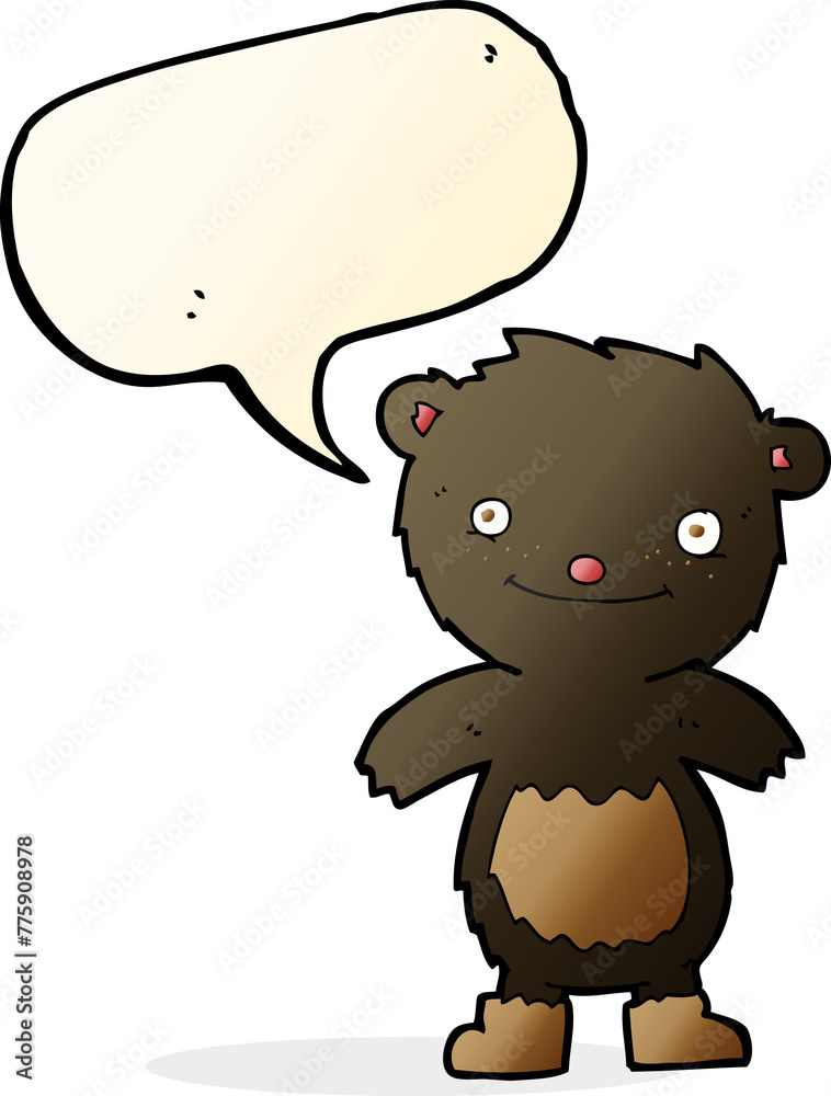 cartoon teddy black bear wearing boots with speech bubble cartoon teddy black bear wearing boots with speech bubble