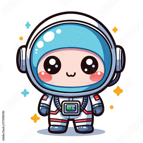 set of cartoon astronaut