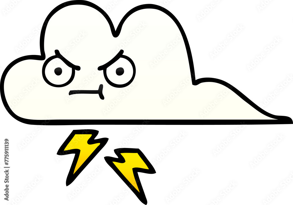 gradient shaded cartoon of a thunder cloud gradient shaded cartoon of a thunder cloud