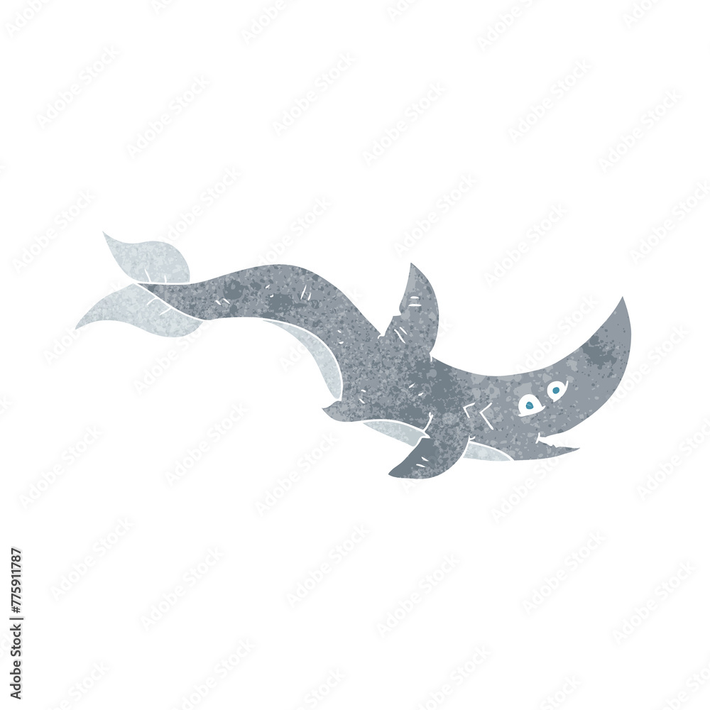 Fototapeta premium freehand retro cartoon shark