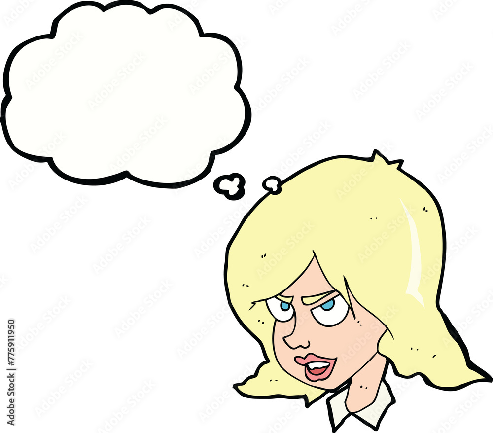 cartoon annoyed woman with thought bubble cartoon annoyed woman with thought bubble