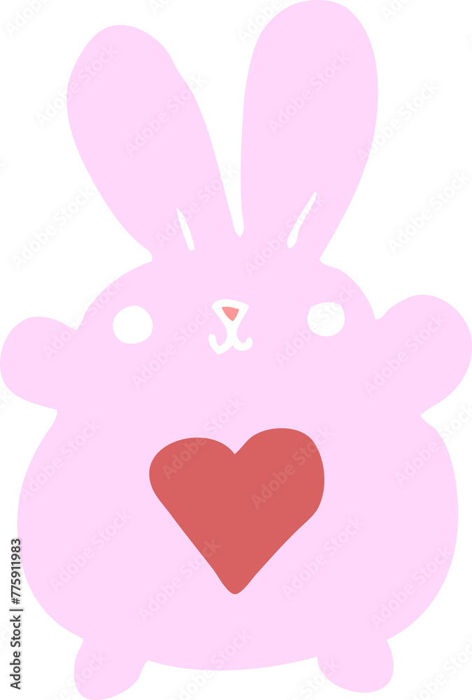 cute flat color style cartoon rabbit with love heart cute flat color style cartoon rabbit with love heart