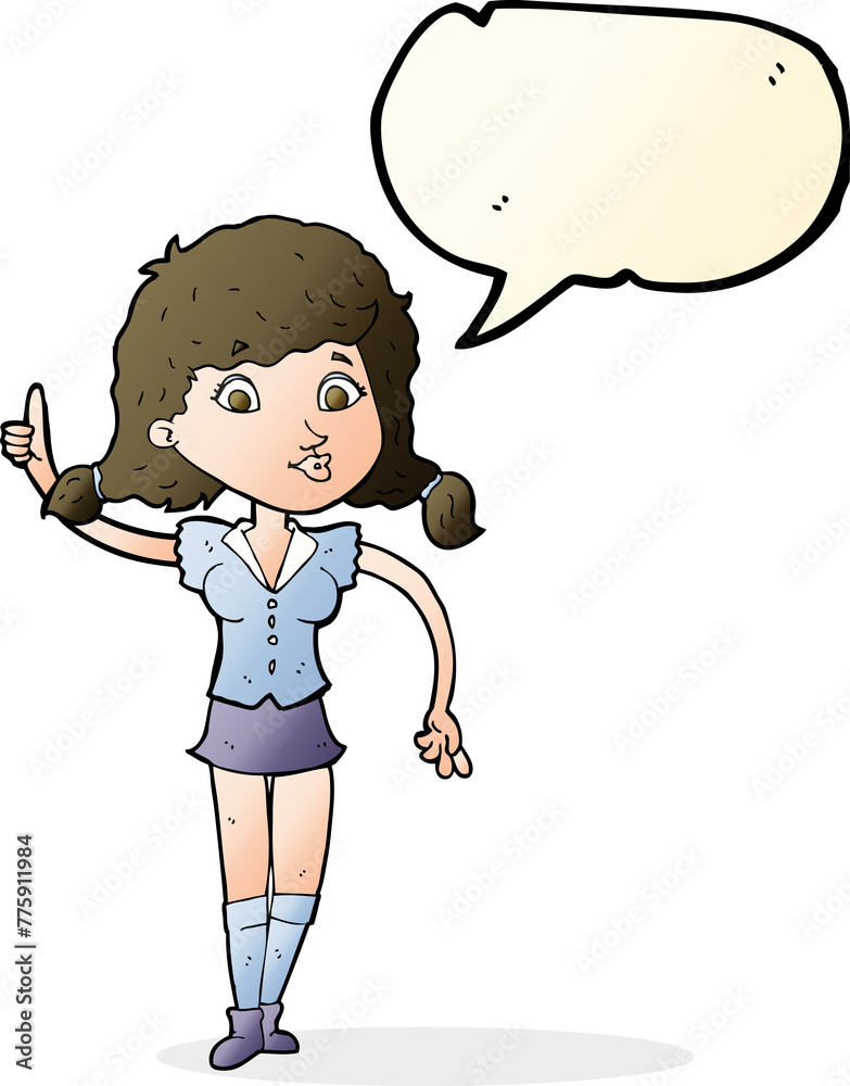 cartoon pretty woman with idea with speech bubble cartoon pretty woman with idea with speech bubble
