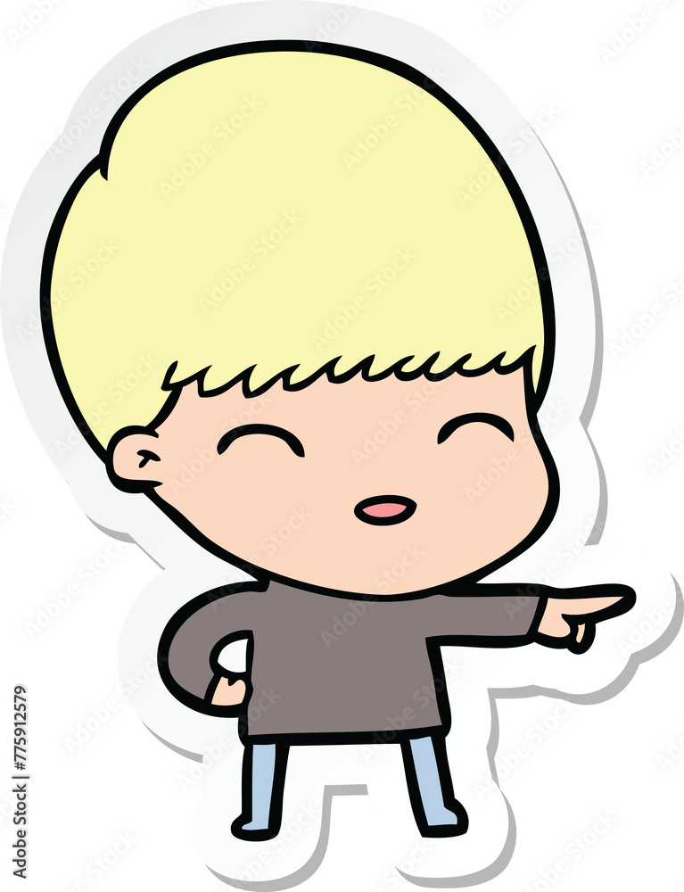 sticker of a happy cartoon boy sticker of a happy cartoon boy