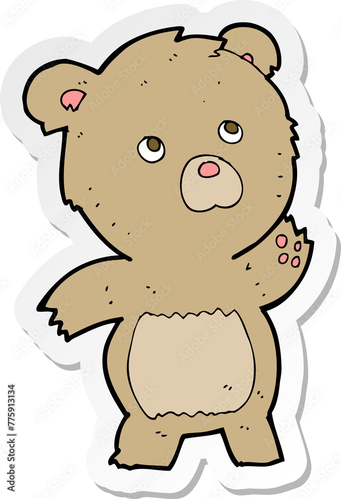 sticker of a cartoon curious teddy bear sticker of a cartoon curious teddy bear