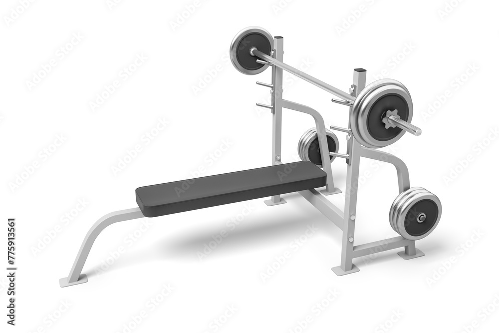 3D illustration of a weightlifting bench 3D illustration of a weightlifting bench