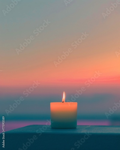 A minimalist candle flickering brightly, symbolizing hope and encouragement