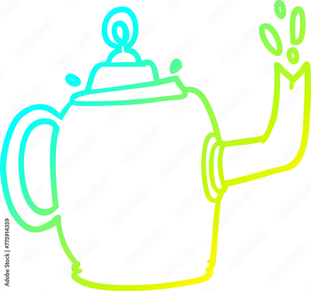 cold gradient line drawing of a old metal kettle cold gradient line drawing of a old metal kettle