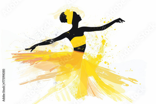 Black African woman graceful dance, abstract illustration concept