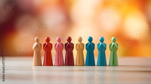 inclusion, equality and diversity concept, colored figures on the table with the blur background. For Design, Background, Cover, Poster, Banner, PPT, KV design, Wallpaper photo