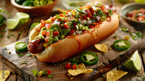Ultimate Tex-Mex Style Fully-Loaded Hot Dog