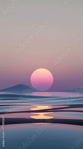 A minimalist sunrise, symbolizing new beginnings, on a clean background