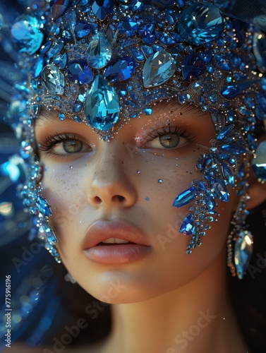 Woman model wearing elaborate gems