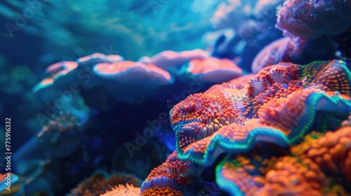 Detailed view of colorful corals, perfect for marine life concepts