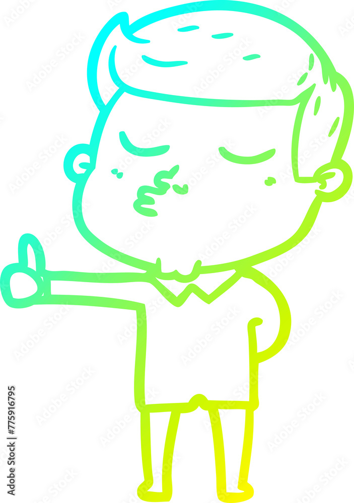 cold gradient line drawing of a cartoon model guy pouting cold gradient line drawing of a cartoon model guy pouting