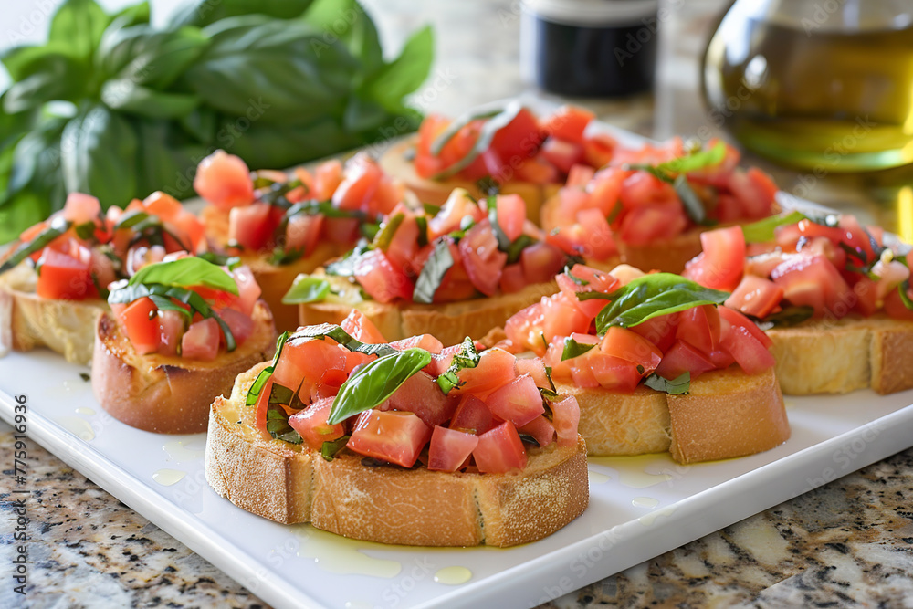 Italian Bruschetta with Ripe Tomatoes and Fresh Basil Italian Bruschetta with Ripe Tomatoes and Fresh Basil