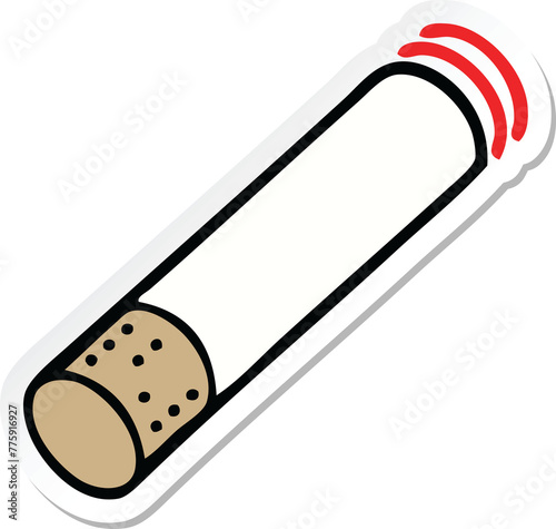 Tableau sur toile sticker of a cute cartoon cigarette